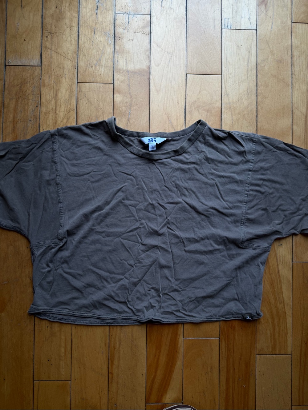JoyLab Cropped Boxy Tee in Grey
